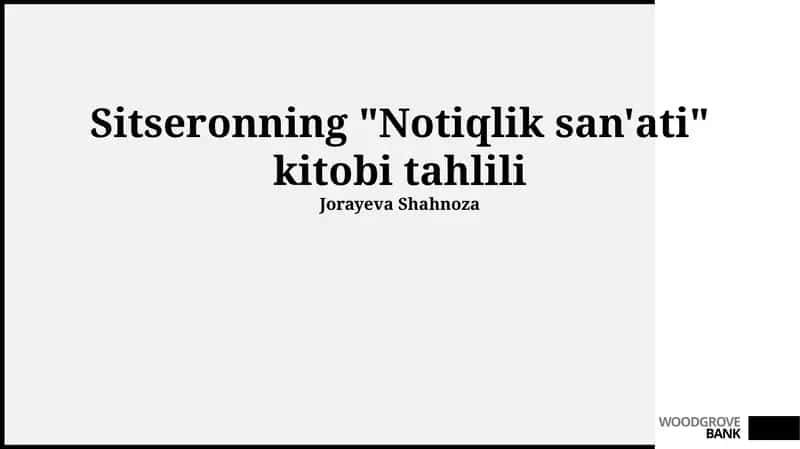 Notiqlik san'ati kitobi tahlili