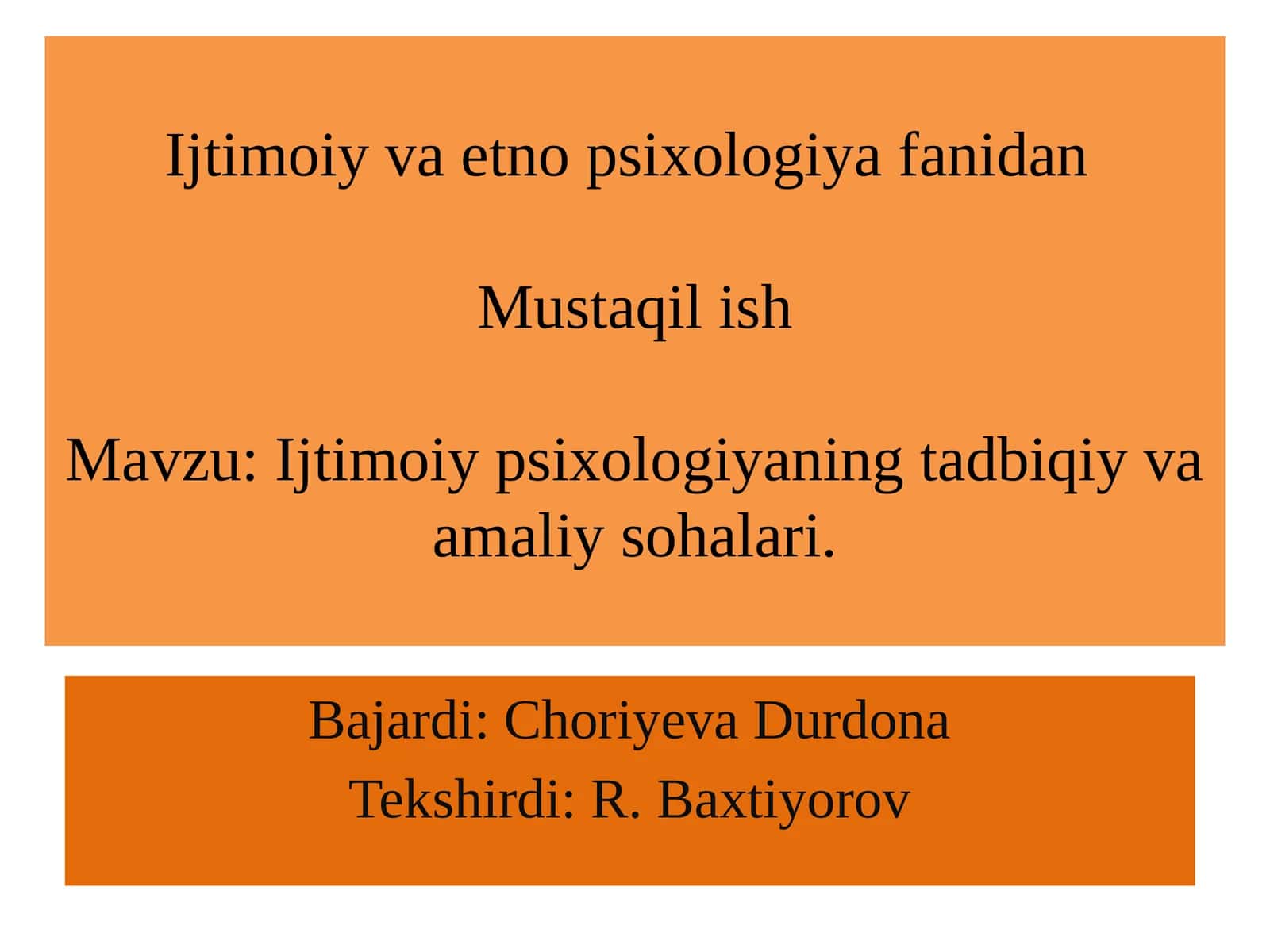 Ijtimoiy psixologiyaning tadbiqiy va amaliy sohalari.