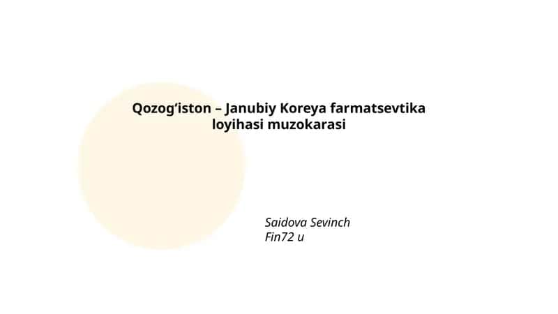 Qozog‘iston – Janubiy Koreya farmatsevtika loyihasi muzokarasi