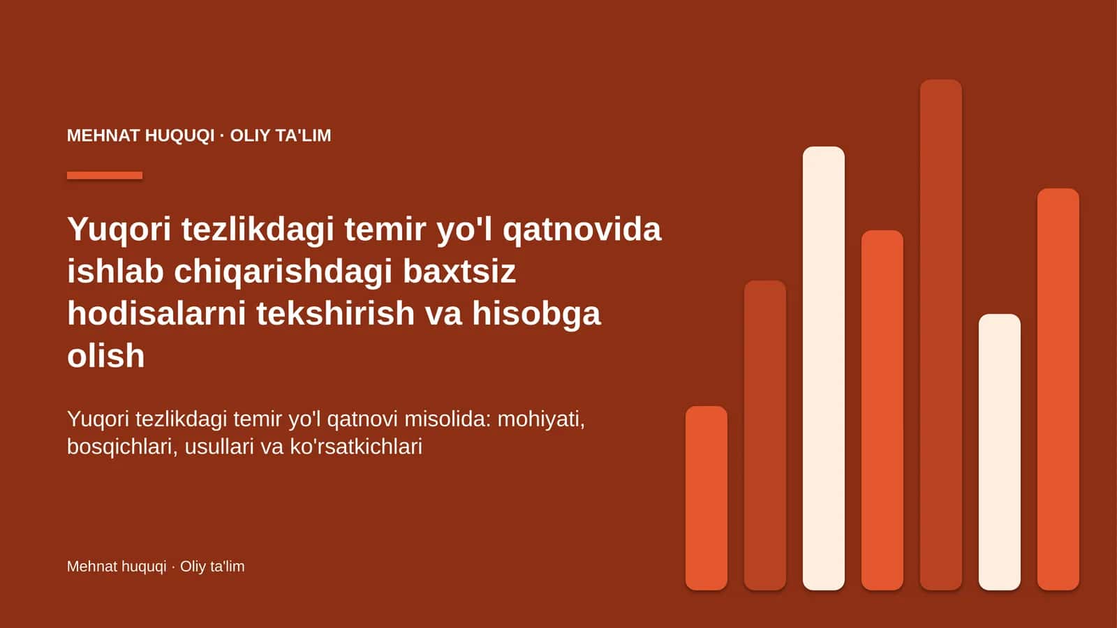Yuqori tezlikdagi temir yo'l qatnovida ishlab chiqarishdagi baxtsiz hodisalarni tekshirish va hisobga olish