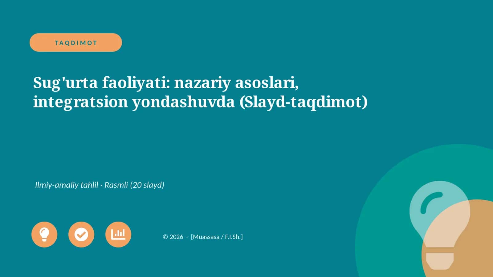 Sug'urta faoliyati: nazariy asoslari, integratsion yondashuvda (Slayd-taqdimot)