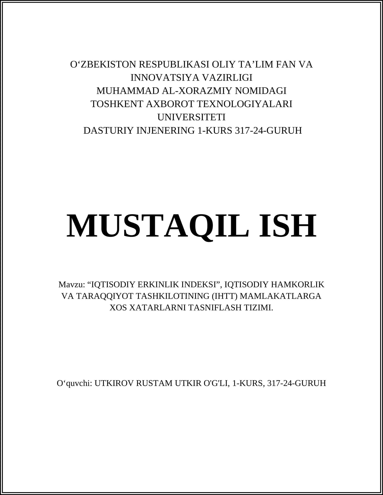 Iqtisodiy Erkinlik Indeksi