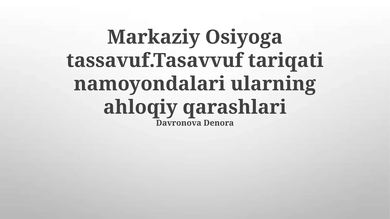 Markaziy Osiyoga tassavuf