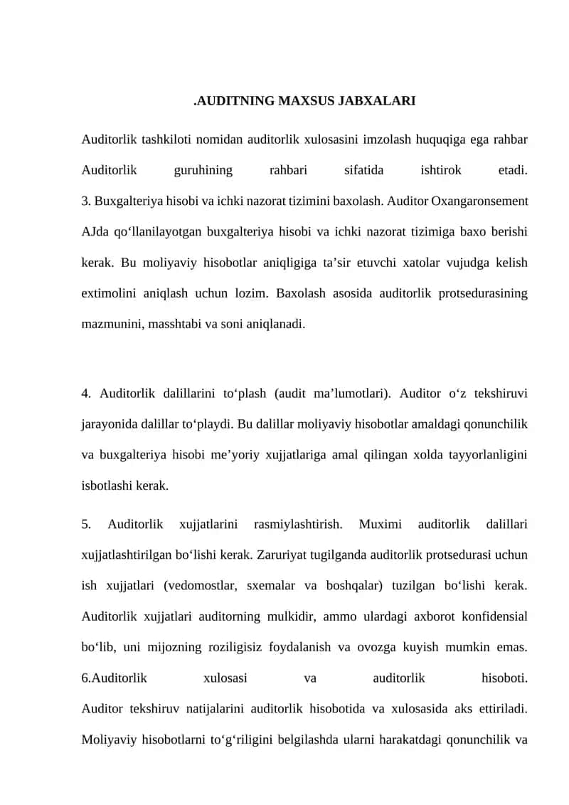 AUDITNING MAXSUS JABXALARI