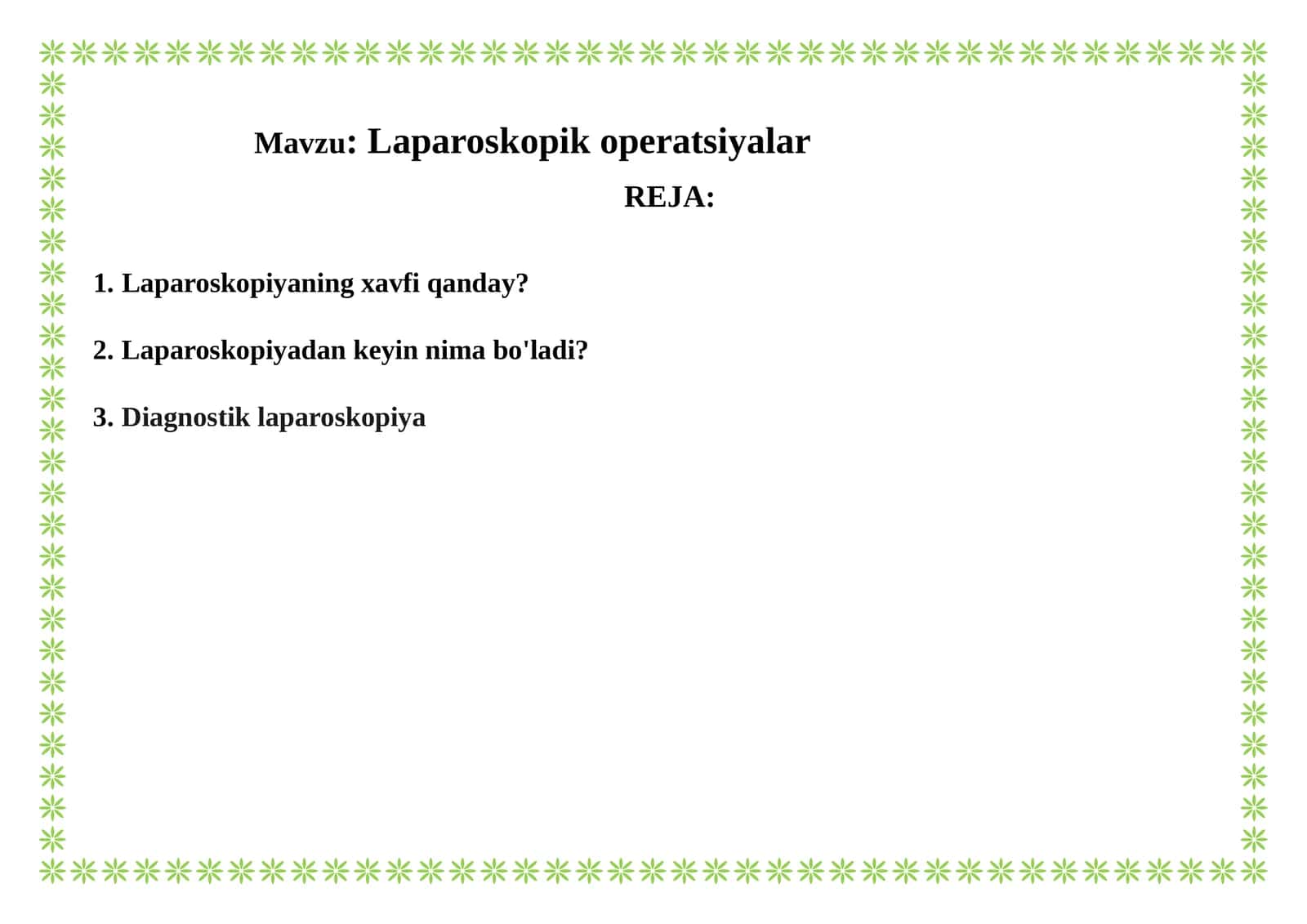 Laparoskopik operatsiyalar