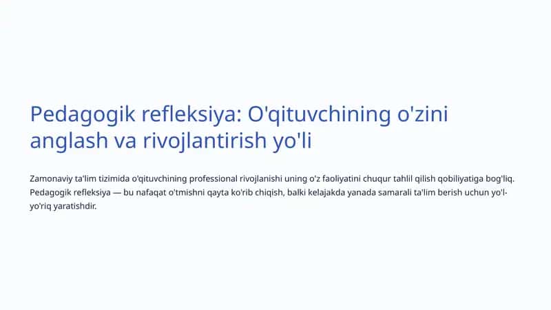 Pedagogik refleksiya