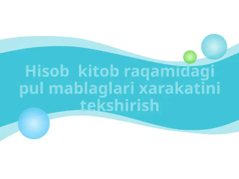 Hisob kitob raqamidagi pul mablaglari xarakatini tekshirish