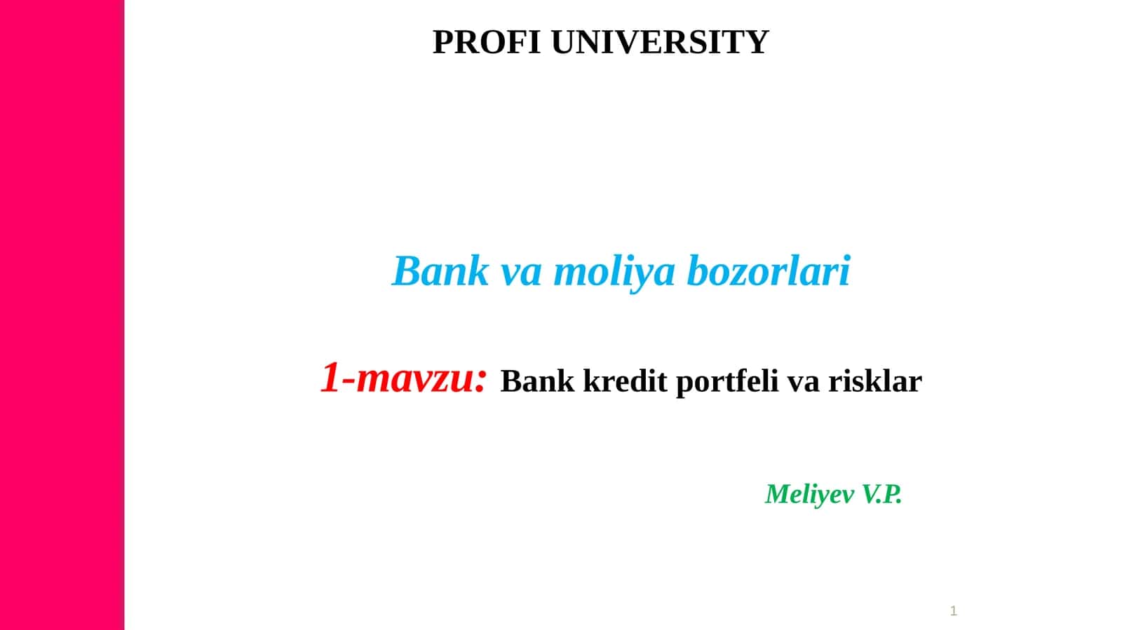 Bankvamoliyabozorlari1-mavzu