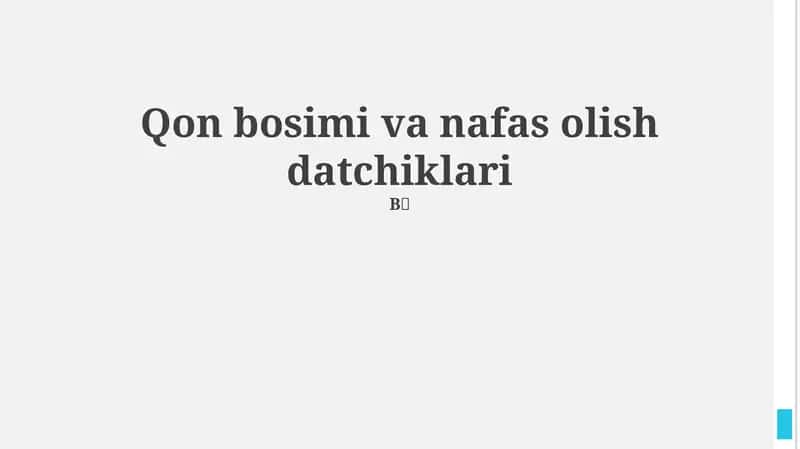 Qon bosimi va nafas olish sensorlari