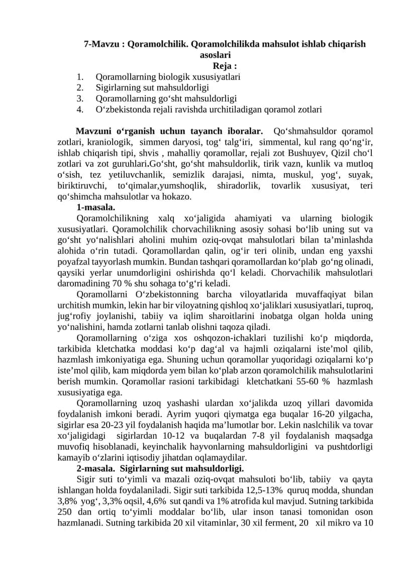 Qoramolchilik