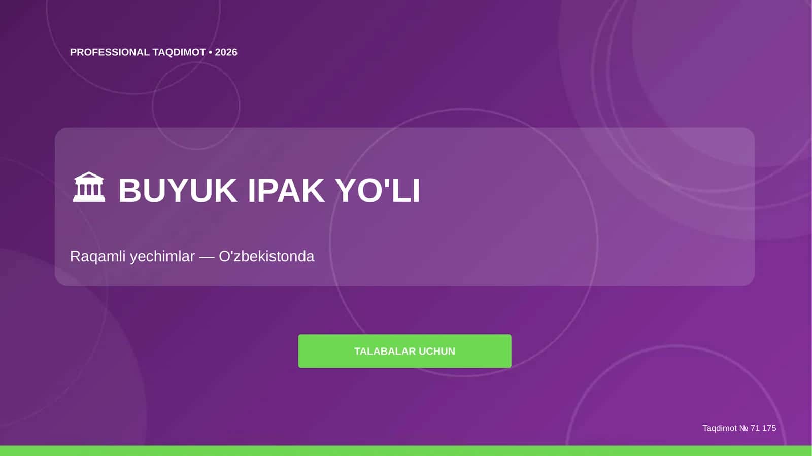 Buyuk Ipak yo'li: raqamli yechimlar (O'zbekistonda) [talabalar uchun]