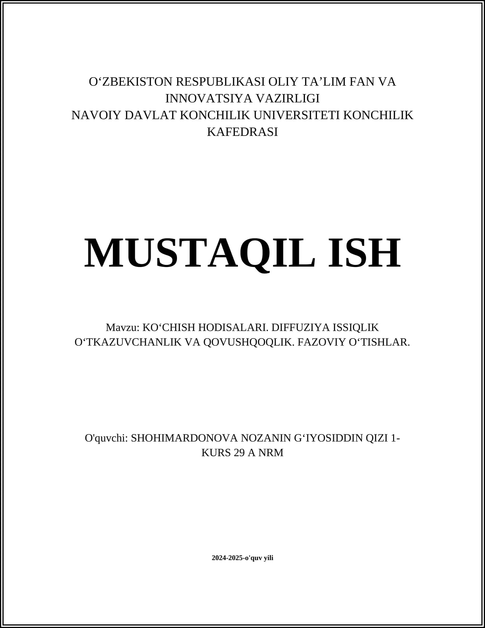 DIFFUZIYA HODISALARI