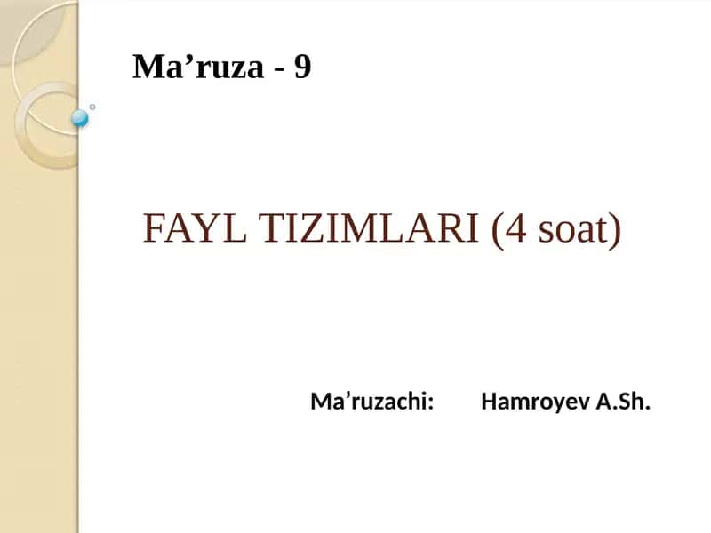 FAYLTIZIMLARI (4soat)