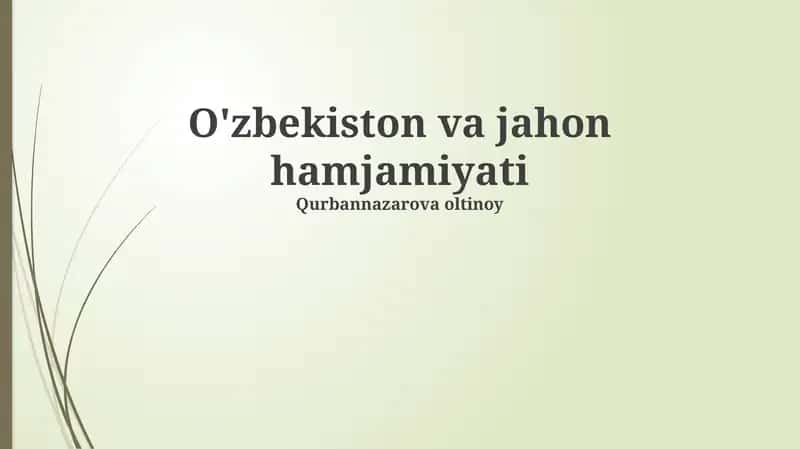 O'zbekiston va jahon hamjamiyati