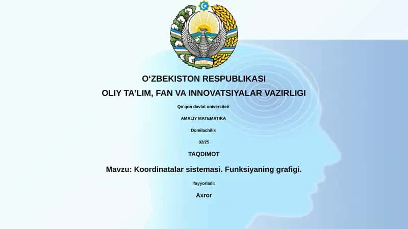 Koordinatalar sistemasi. Funksiyaning grafigi.