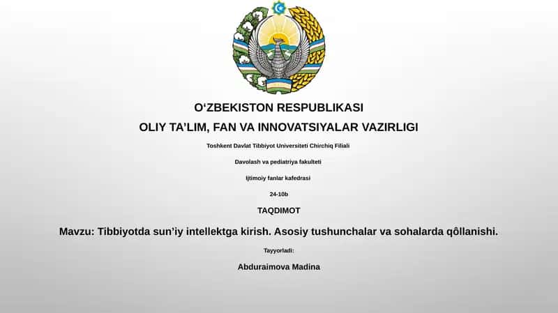 Tibbiyotda sunʼiy intellektga kirish