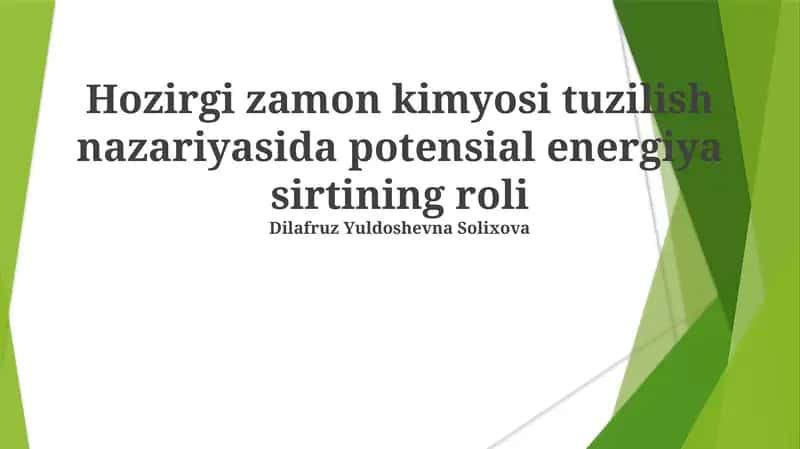 Kimyoviy potensial energi sirtlari (PES)