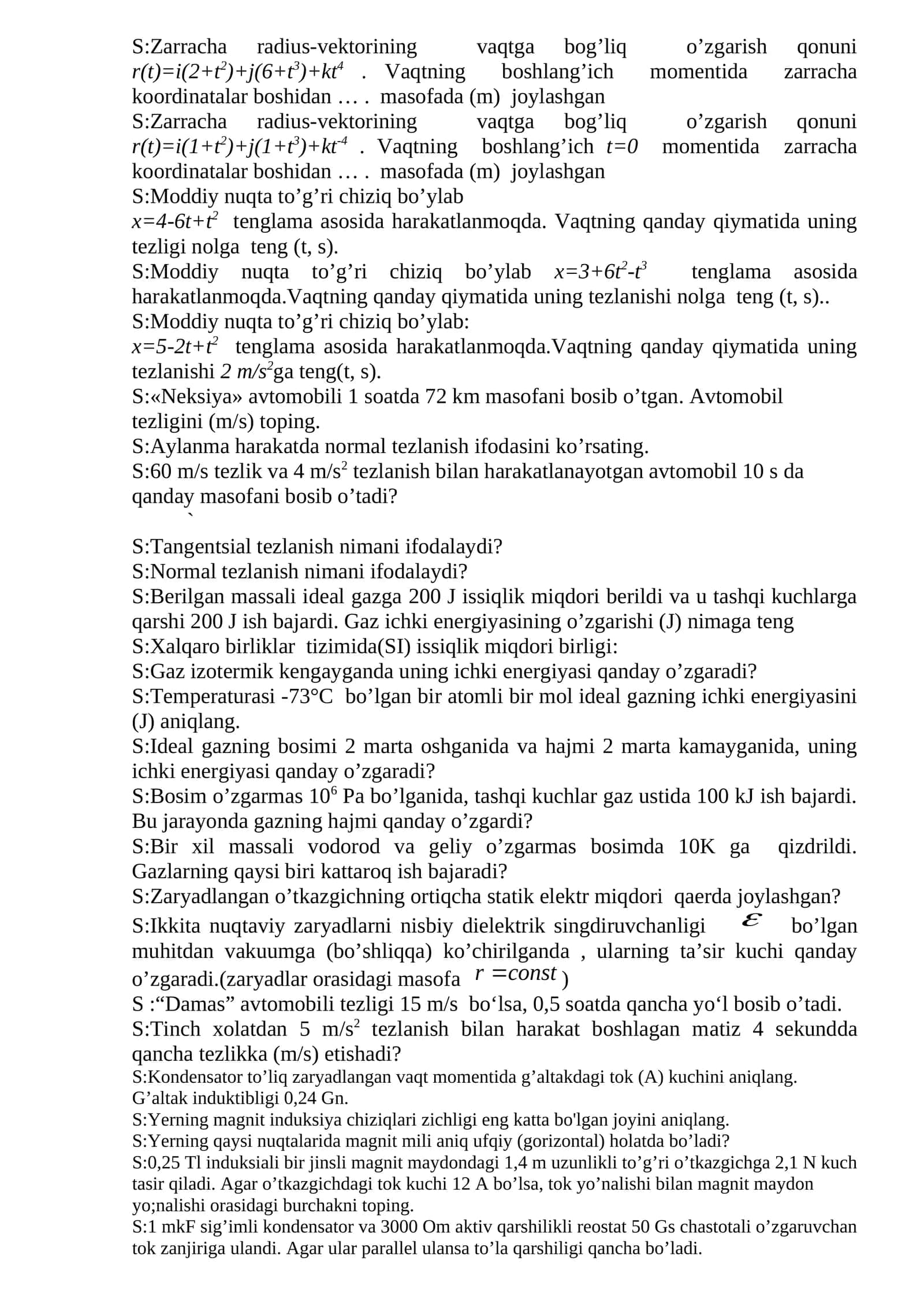 Moddiy nuqta to'g'ri chiziq bo'ylab