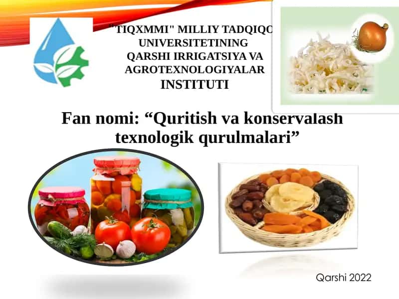 Quritishvakonservalashtexnologikqurulmalari