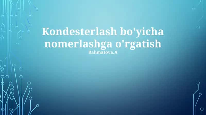 Kondensator Raqamlash Asoslari