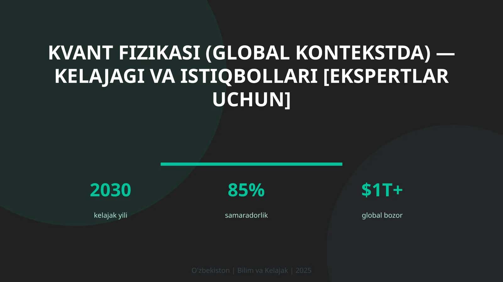 Kvant fizikasi (global kontekstda) — kelajagi va istiqbollari [ekspertlar uchun]