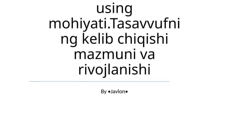 Sufizmning mohiyati