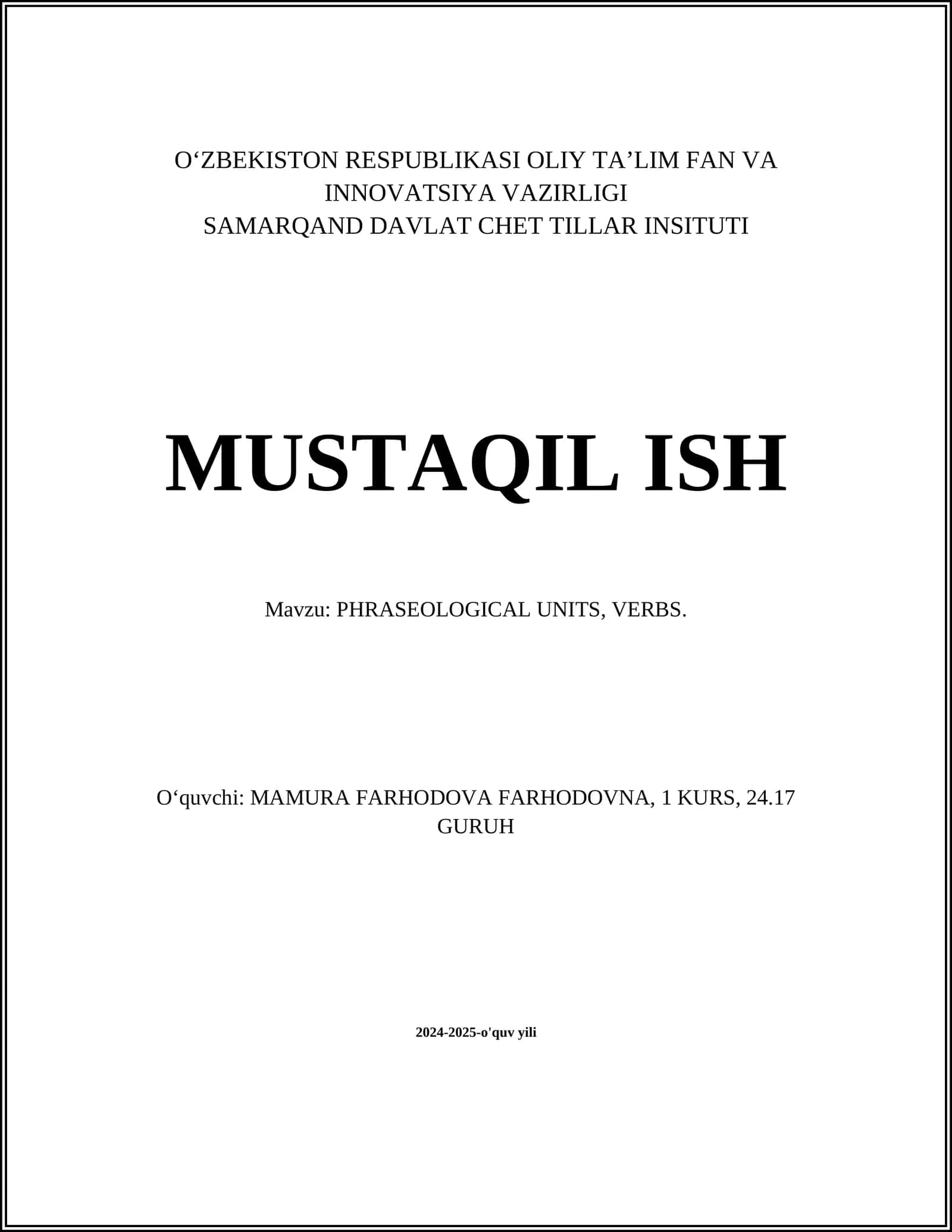 PHRASEOLOGICAL UNITS, VERBS