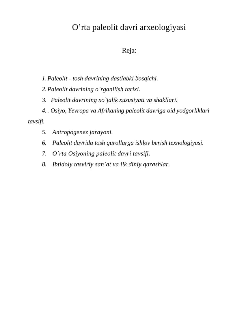 O’rta paleolit davri arxeologiyasi