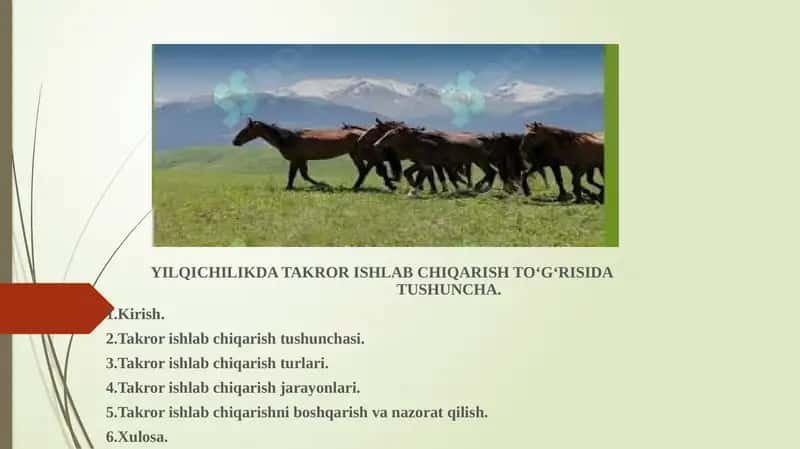YILQICHILIKDA TAKROR ISHLAB CHIQARISH TO‘G‘RISIDA