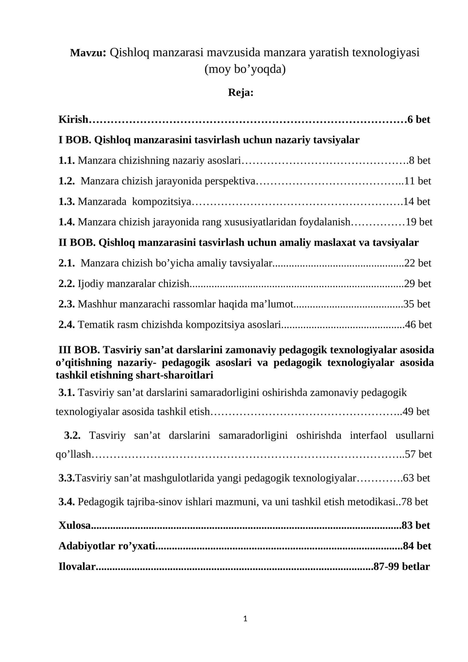 Qishloq manzarasi mavzusida manzara yaratish texnologiyasi (moy bo’yoqda). BMI.docx