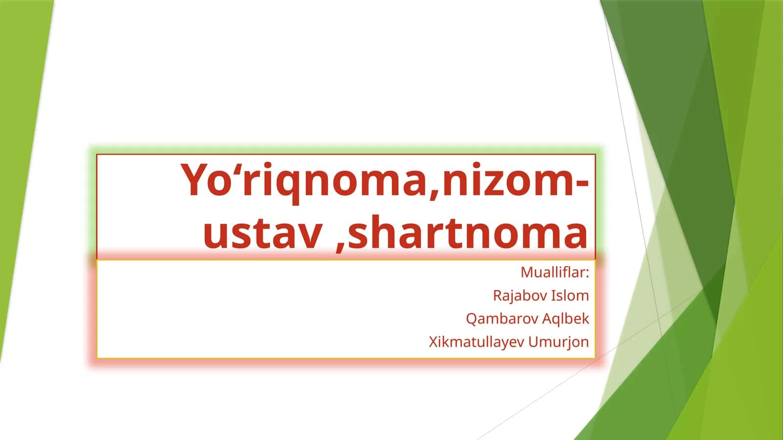 Yoʻriqnoma,nizom-ustav va shartnomalarning oʻzaro farqlari