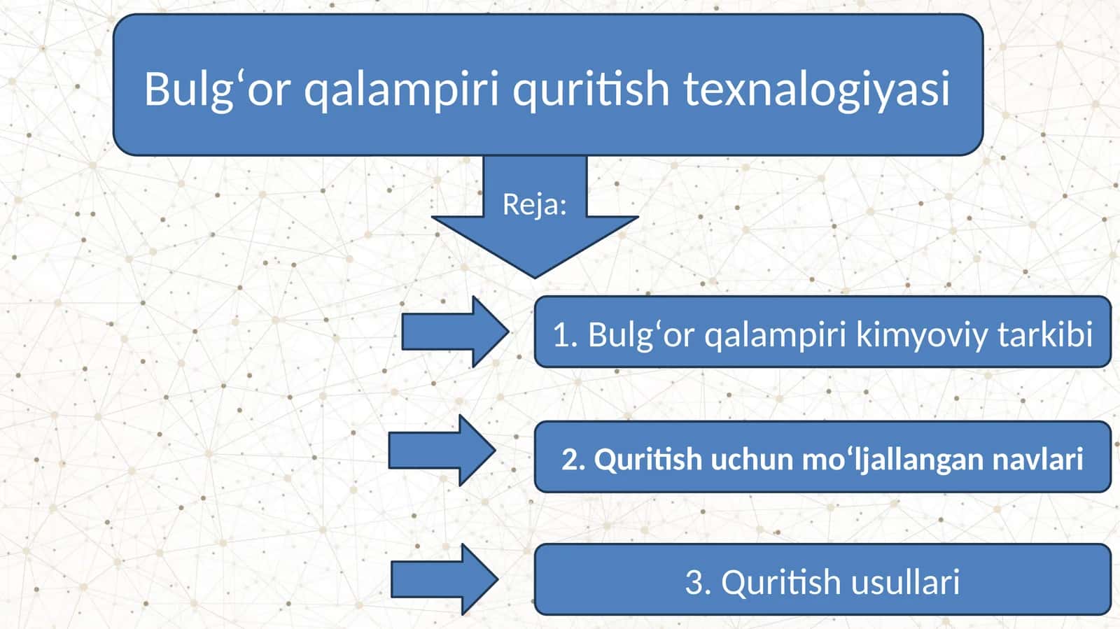 Bulgʻor qalampiri quritish texnalogiyasi