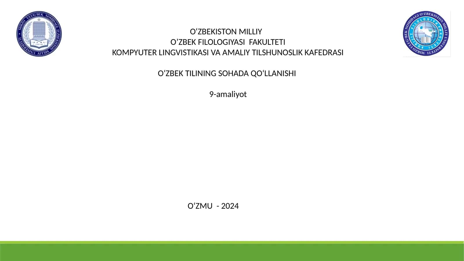 O‘ZBEK TILINING SOHADA QO‘LLANISHI9-amaliyot