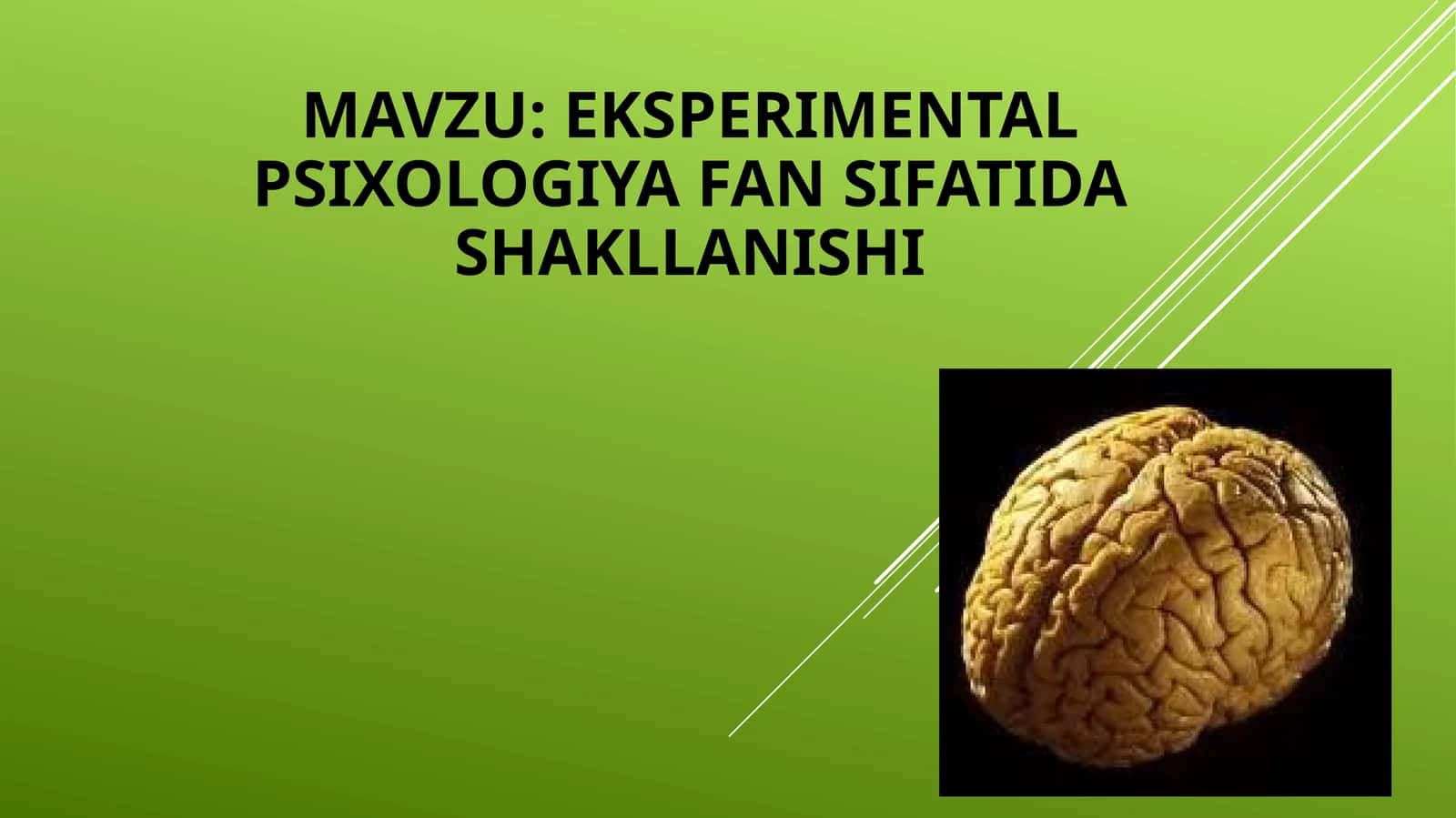 Eksperimental psixologiya fan sifatida shakllanishi