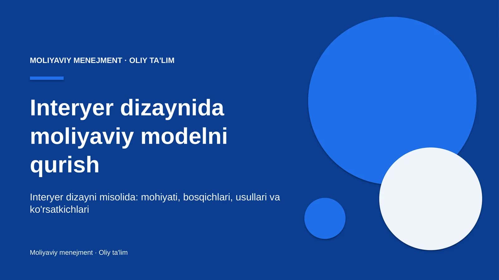 Interyer dizaynida moliyaviy modelni qurish