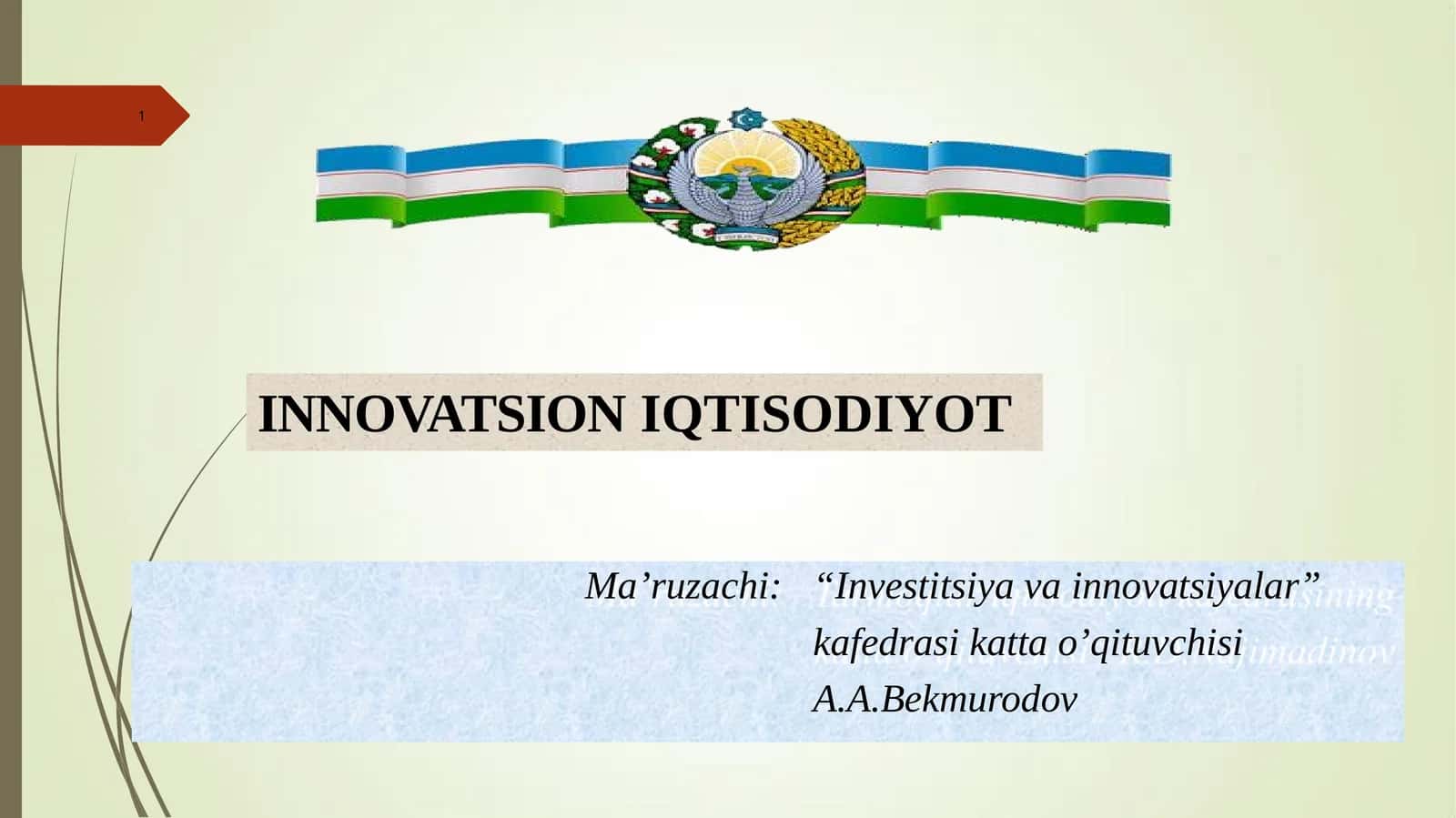 INNOVATSION IQTISODIYOT FANIGA KIRISH