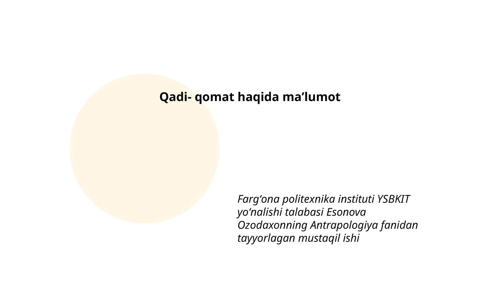 Qadi- qomat haqida maʼlumot