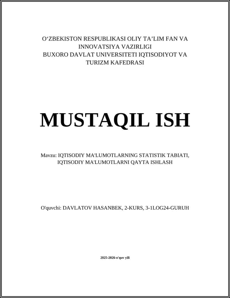 IQTISODIY MA'LUMOTLARNING STATISTIK TABIATI
