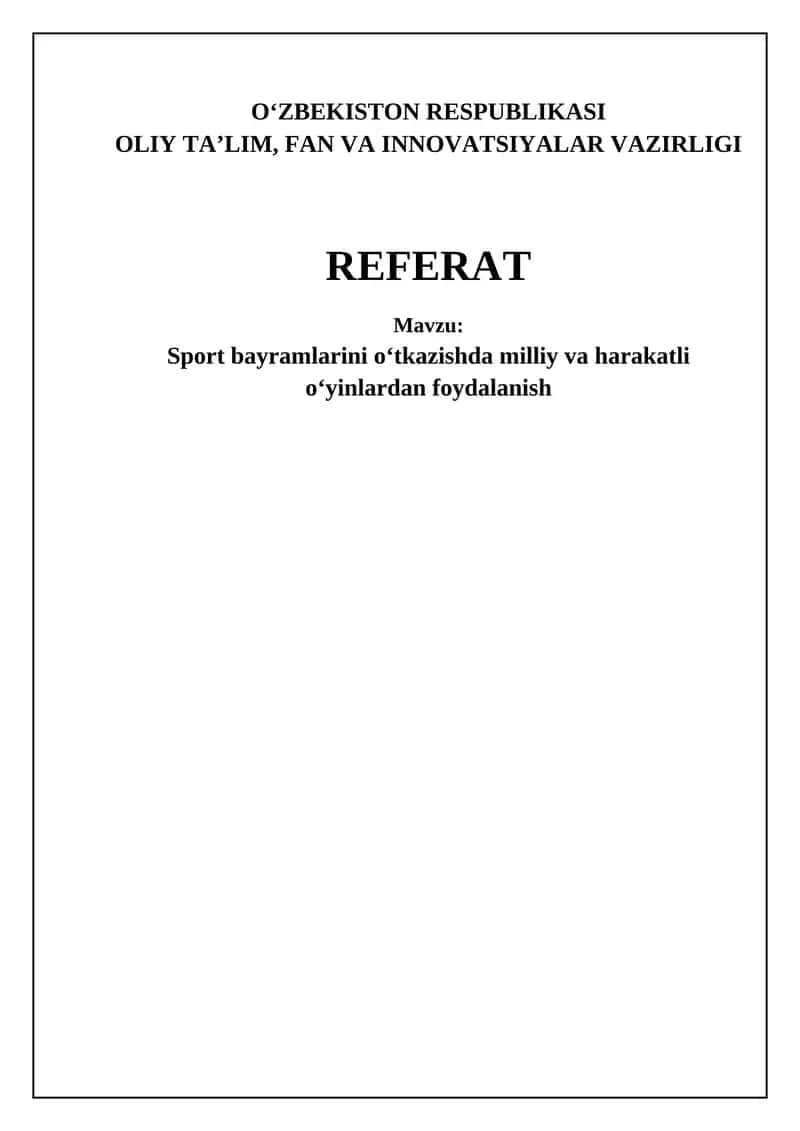 Sport Festivallarini Tashkil Etish