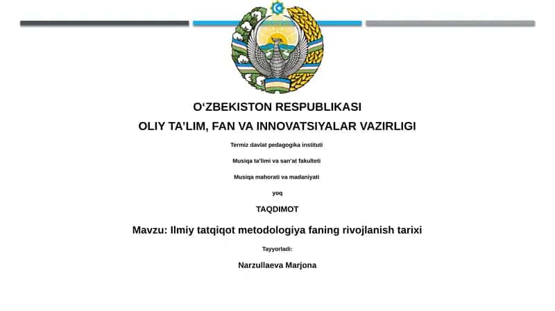 Ilmiy tatqiqot metodologiya faning rivojlanish tarixi