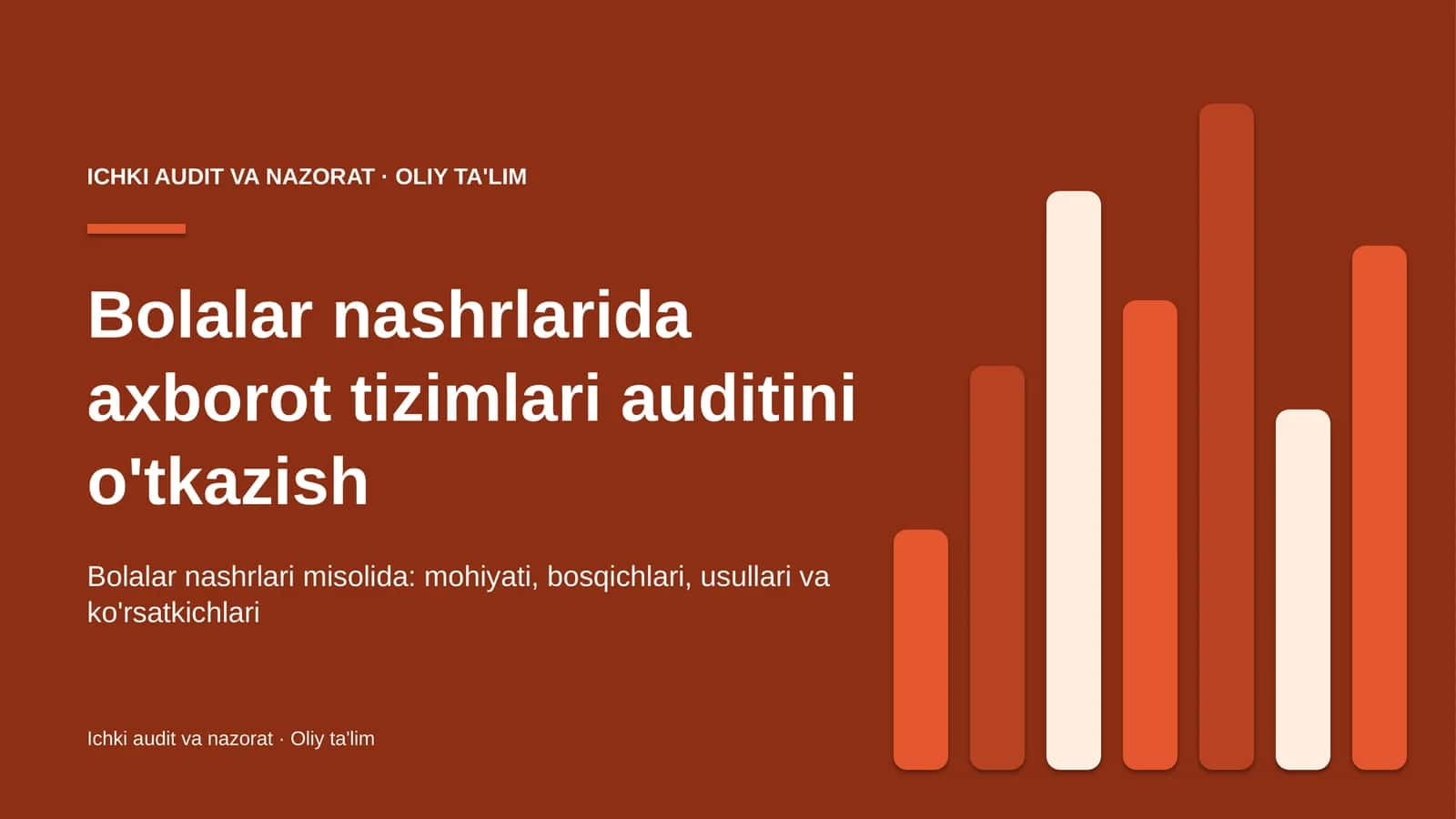 Ichki audit va nazorat · Oliy ta'lim