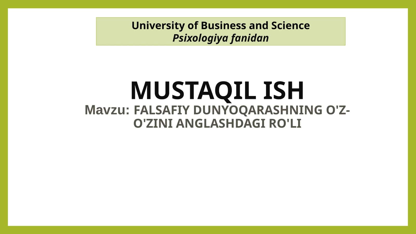 MUSTAQIL ISH