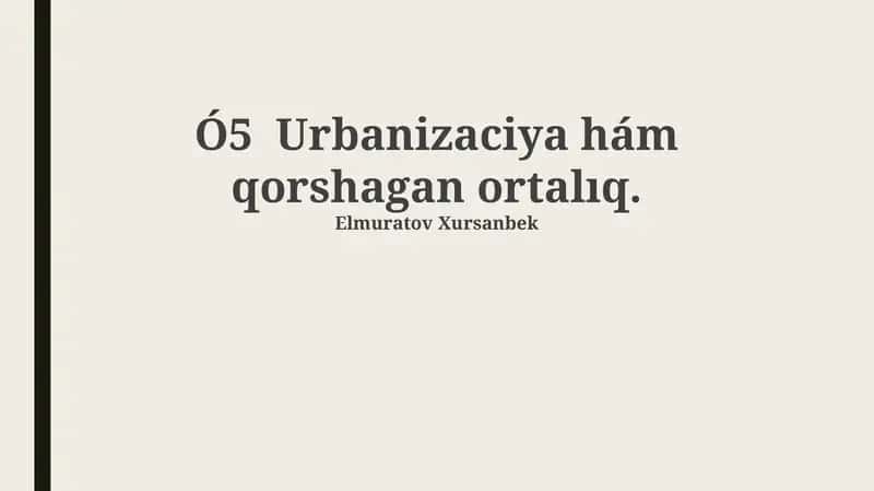 Urbanizatsiya