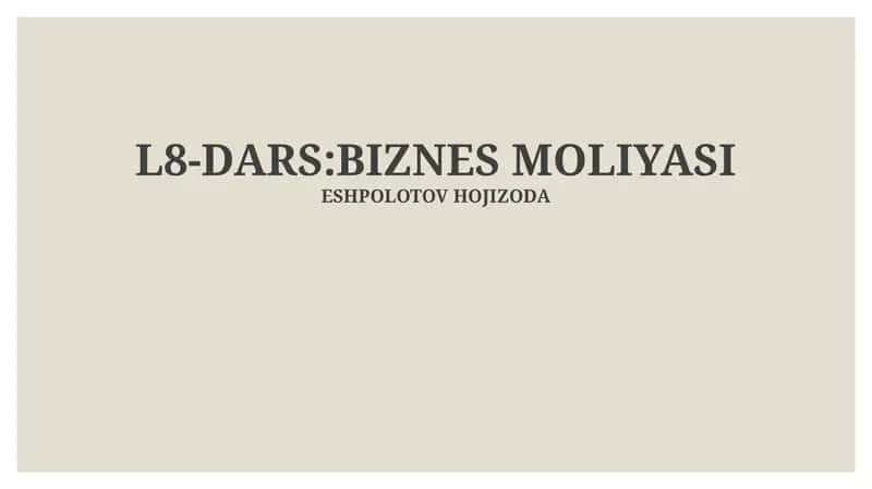 BIZNES MOLIYASI