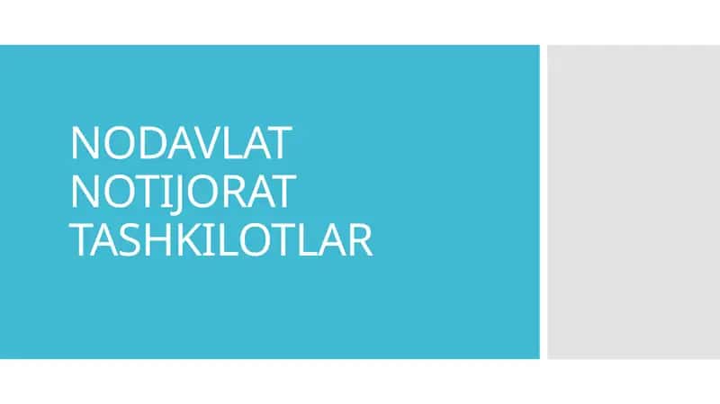 NODAVLAT NOTIJORAT TASHKILOTLAR