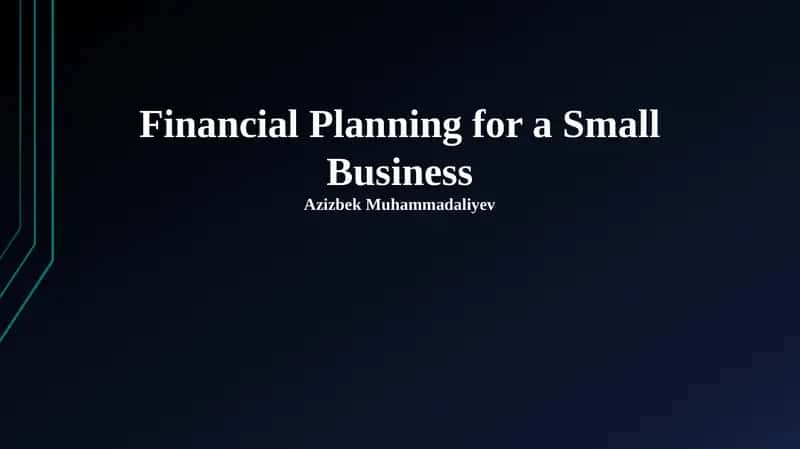 Financial Planning for a Small Business