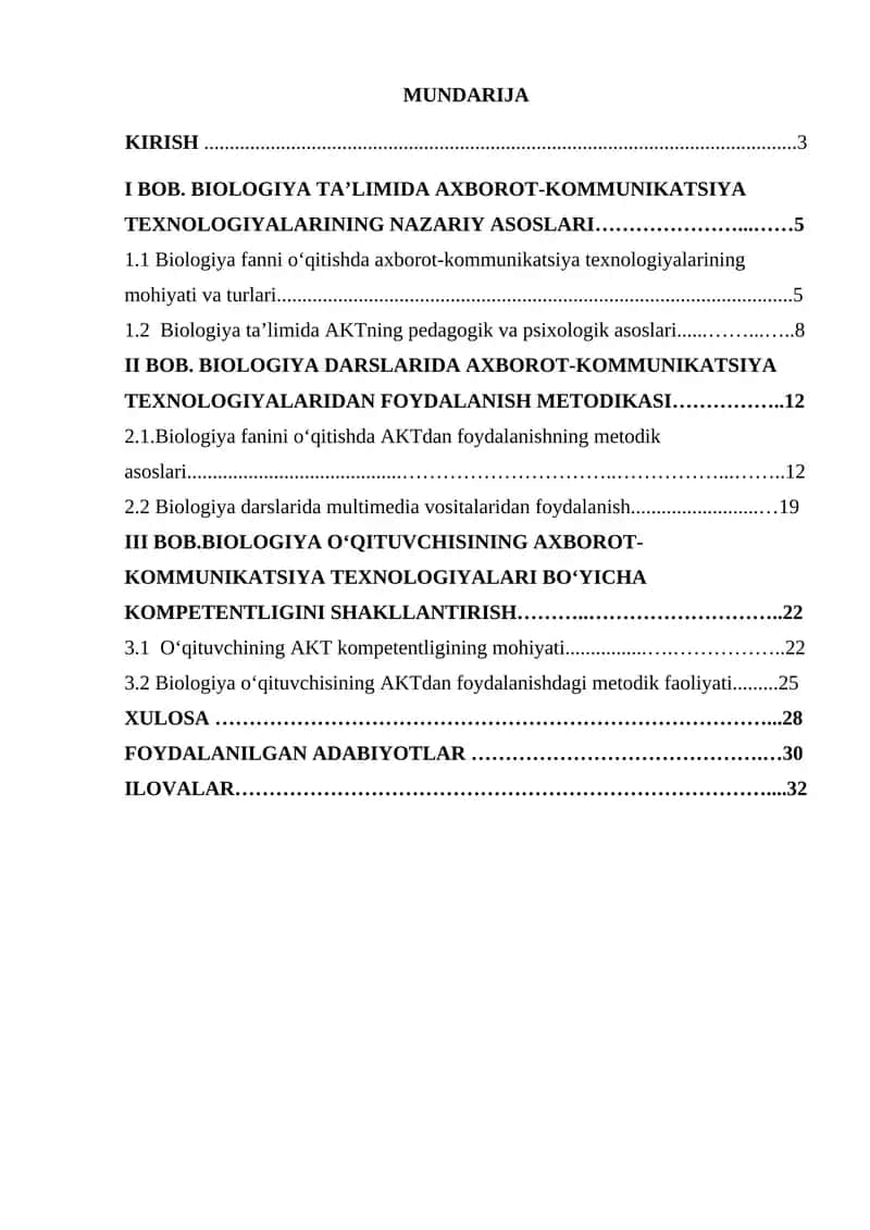 Biologiya ta'limida axborot-kommunikatsiya texnalogiyalarining o'rni