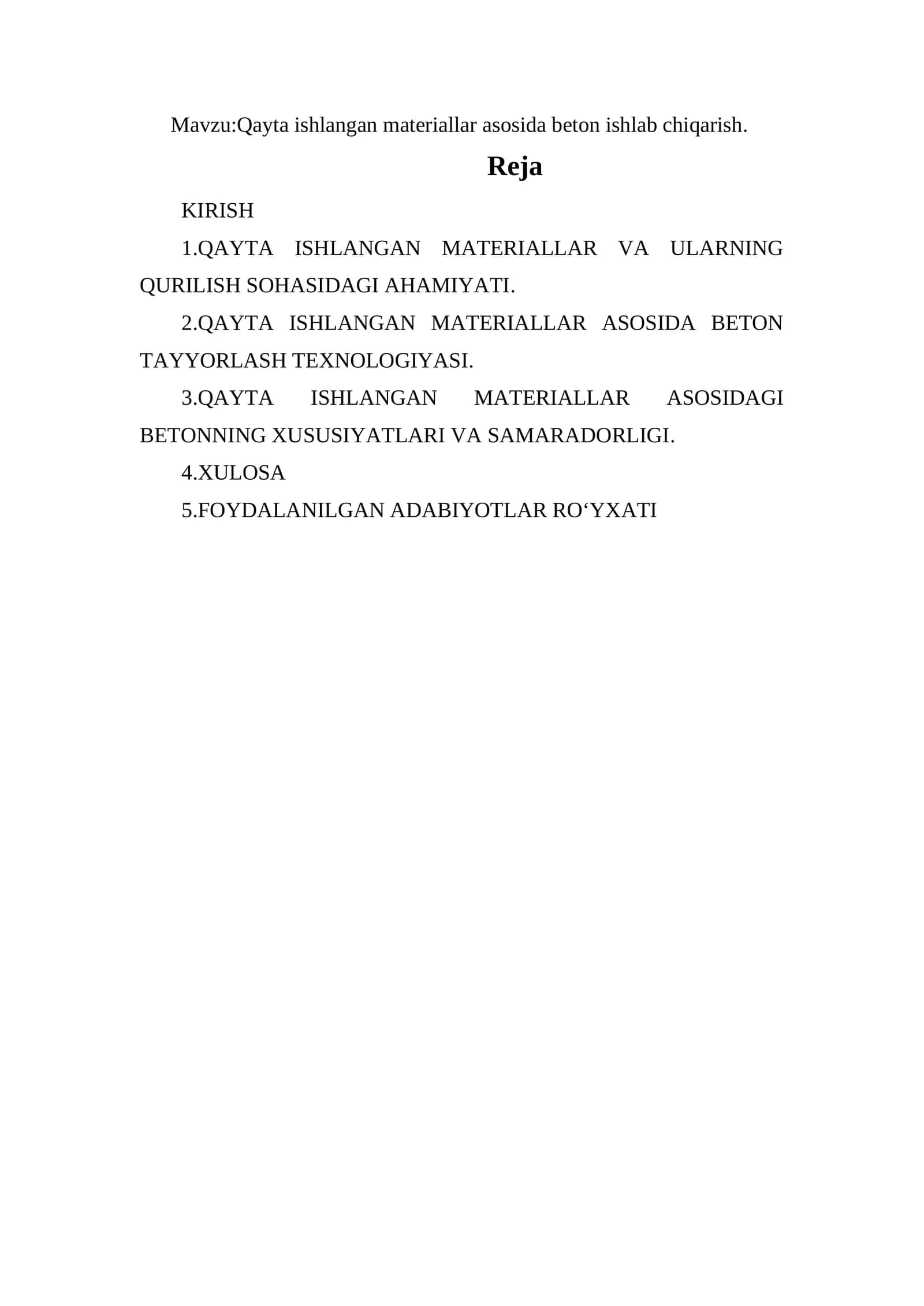 Qayta ishlangan materiallar asosida beton ishlab chiqarish