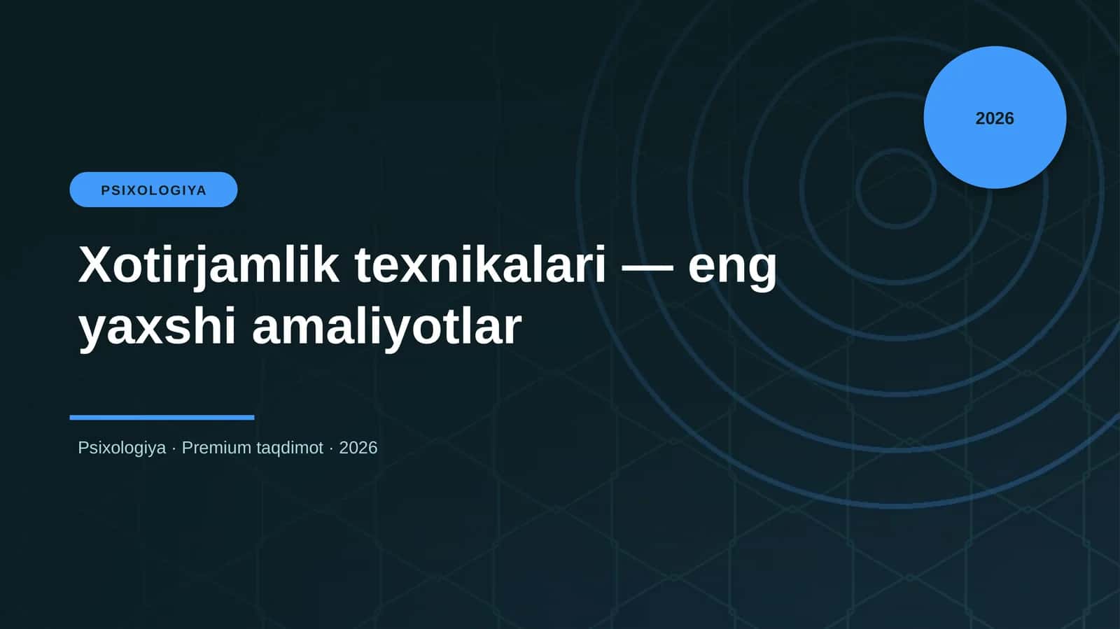 Xotirjamlik texnikalari — eng yaxshi amaliyotlar