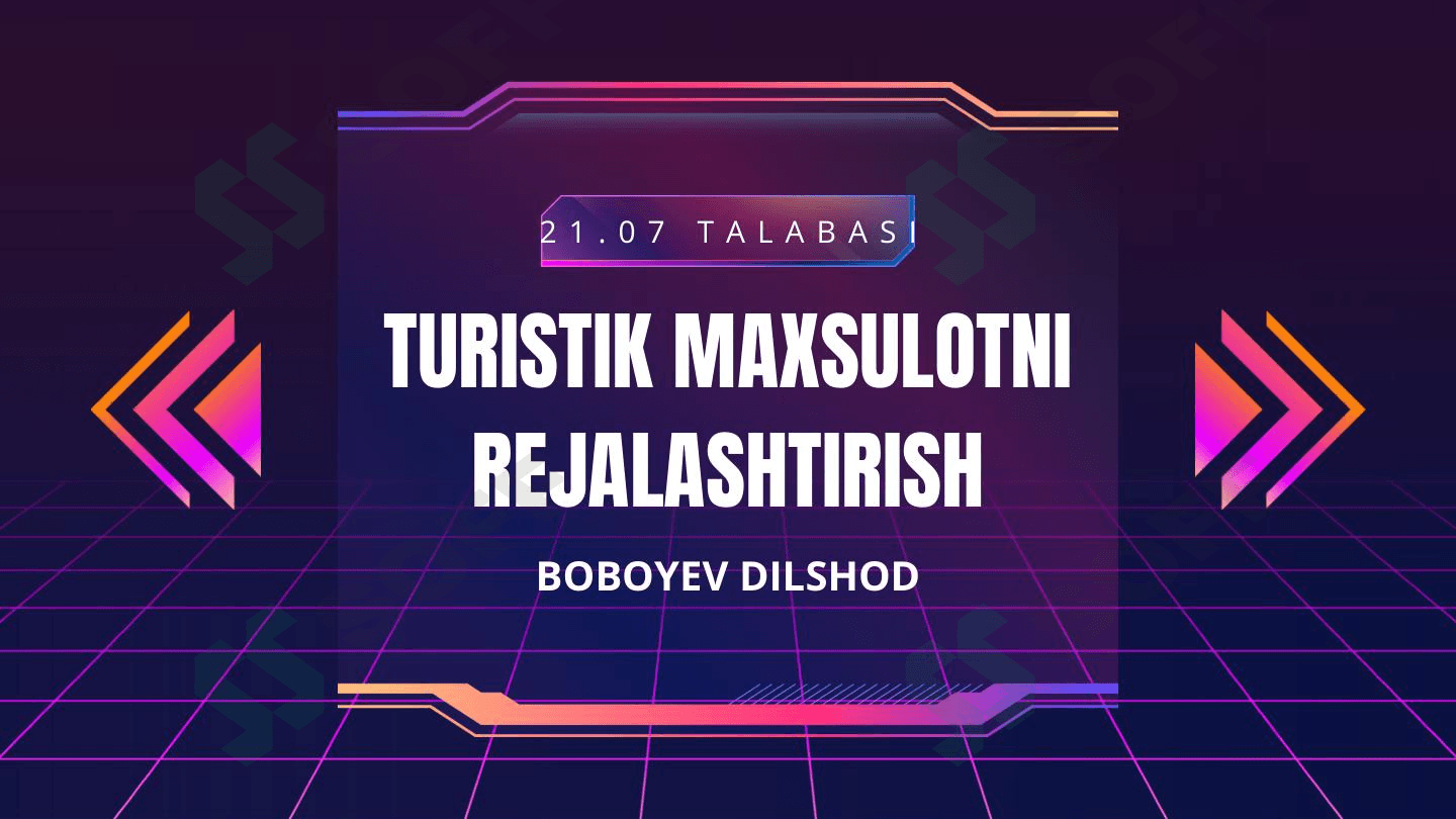 turistik mahsulotni rejalashtirish